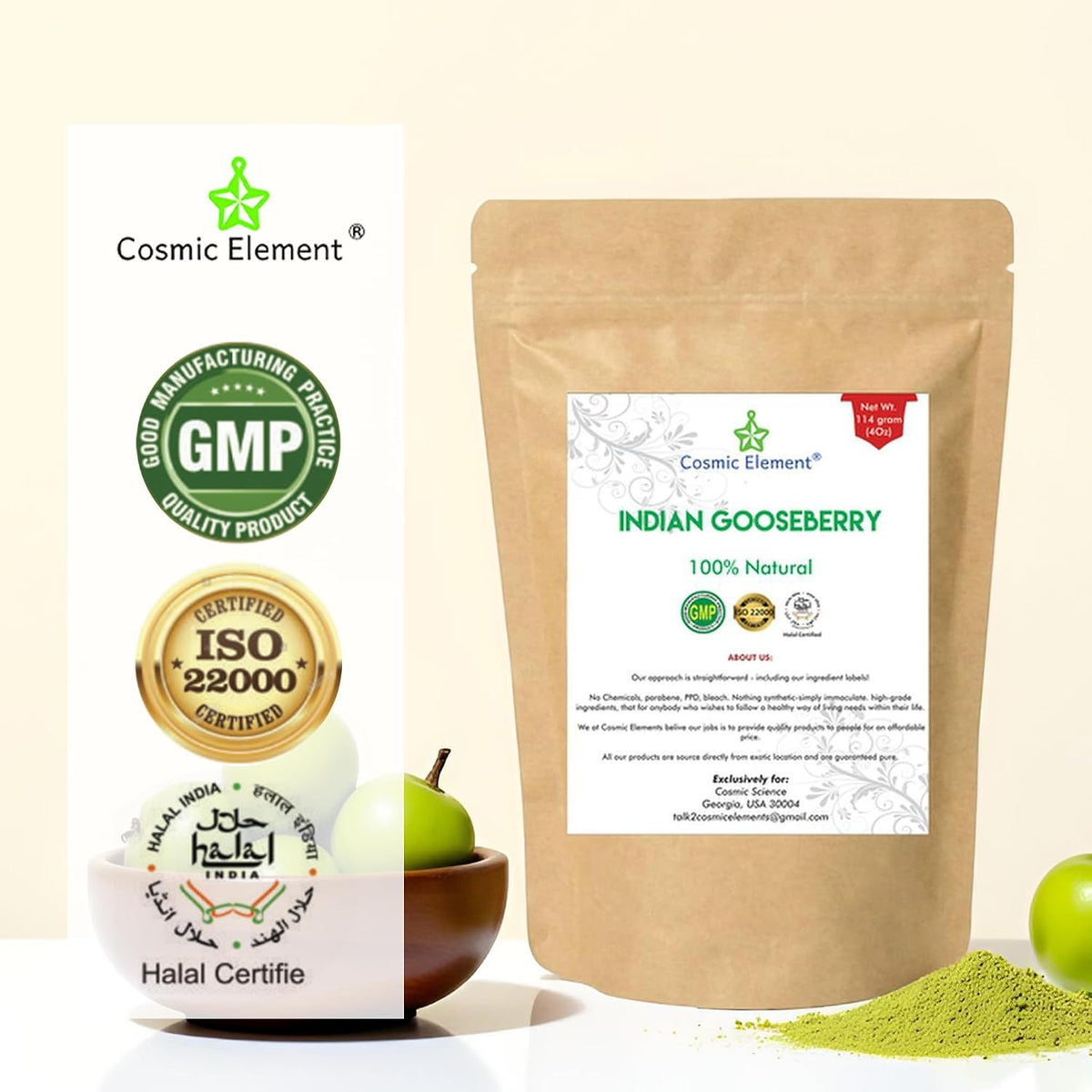 Cosmic Element 100% Pure Organic Amla Powder – Rich in Vitamin C, 113 g - görsel 4
