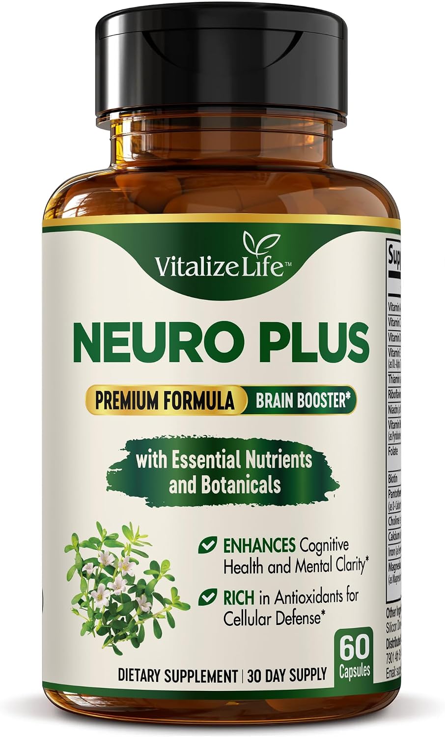 Neuro Plus Brain Supplement - Nootropic for Memory, Focus & Clarity - 60 Capsules - görsel 1