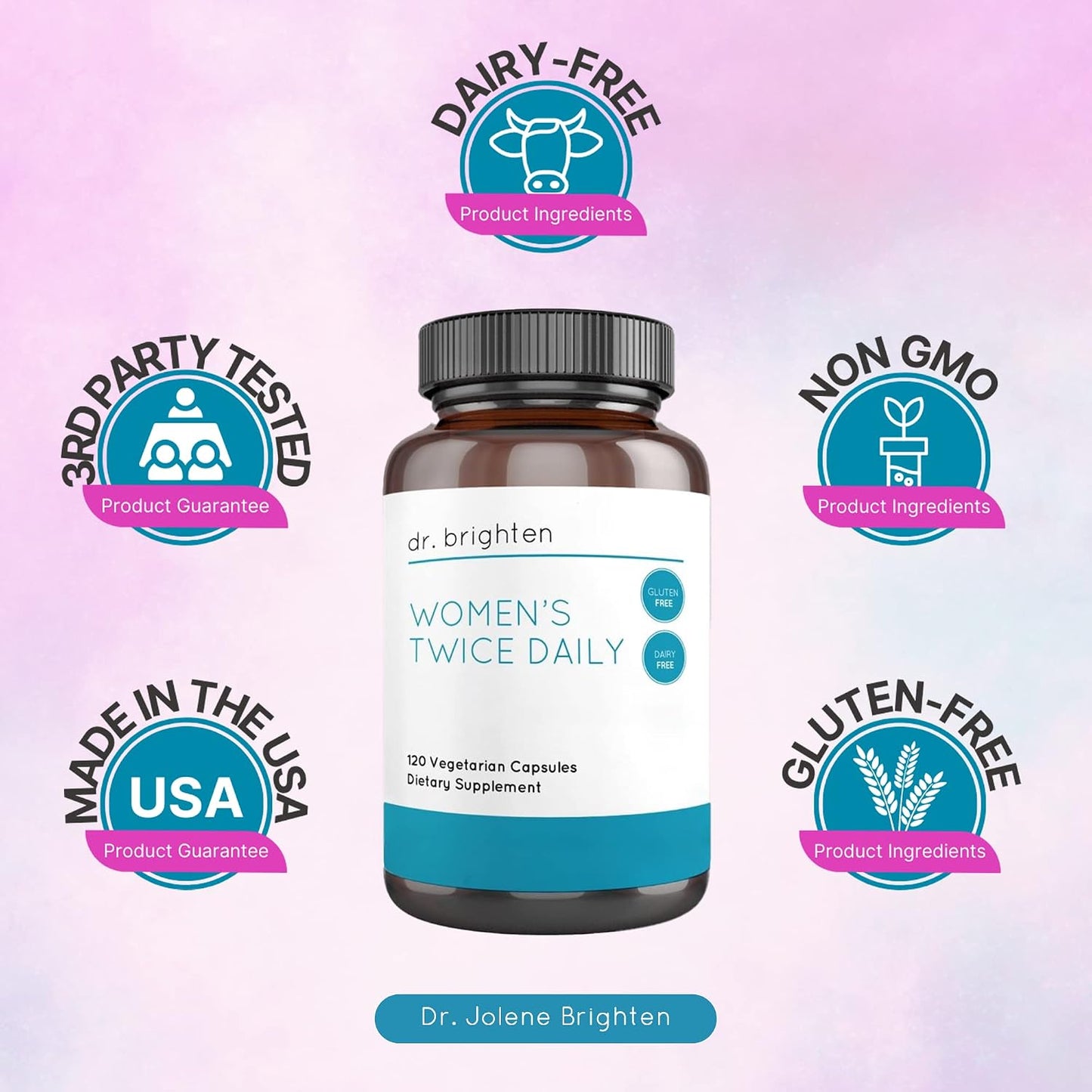 Dr. Brighten Women’s Twice Daily — Premium Women’s Multivitamin, Full-Spectrum with No Iron, Unique Nutrients, Higher B Vitamins — 120 Capsules - görsel 5