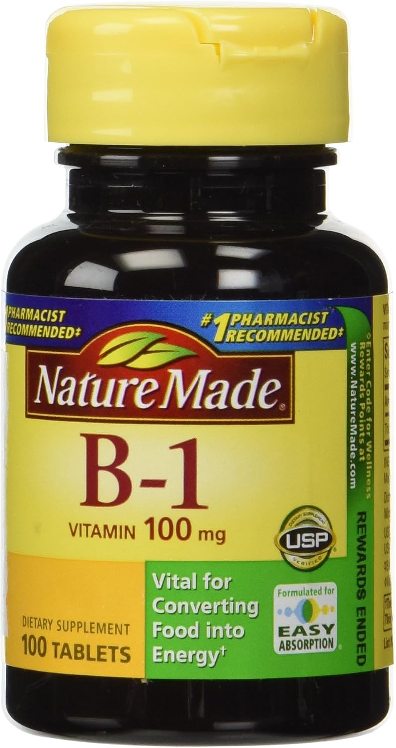 Nature Made Vitamin B-1 (Thiamine) 100 mg Tablets, 200 Tablets (Pack of 2) - görsel 6