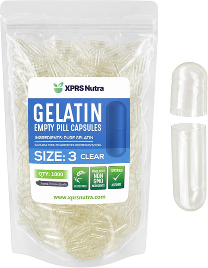 XPRS Nutra Size 3 Empty Gelatine Capsules (1000 Count)