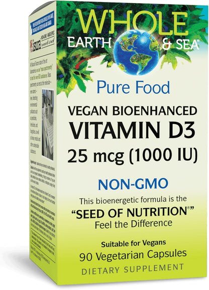 Natural Factors Whole Earth & Sea Vitamin D3 - 60 Vegetarian Capsules (5000 IU)