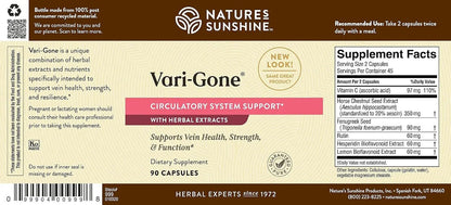 Nature's Sunshine Vari-Gone – Vein Health Food Supplement, 90 Capsules