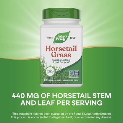 Nature's Way Horsetail Grass - 440mg per Capsule - Hair & Nail Support - 100 Capsules