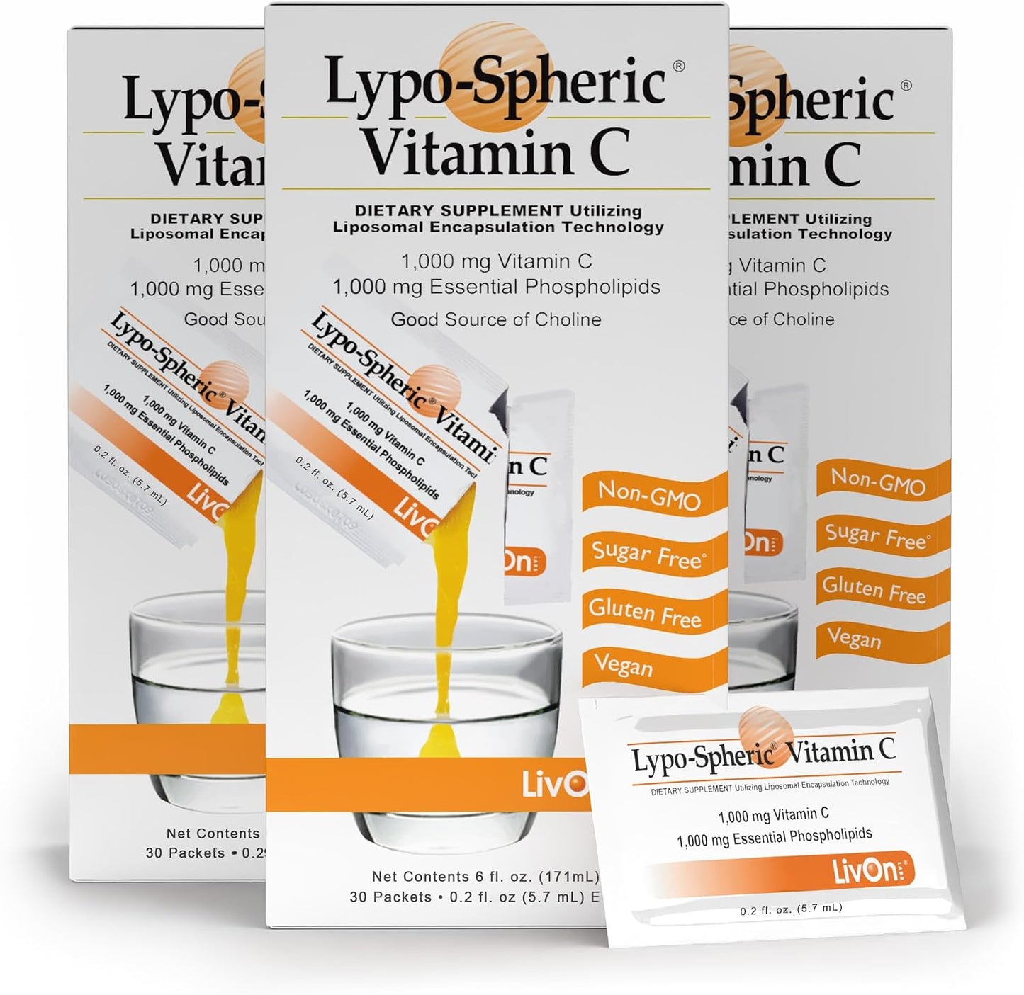LivOn Laboratories Lypo-Spheric Vitamin C – 1000 mg Liposomal Vitamin C with Essential Phospholipids, 30 Sachets - görsel 7