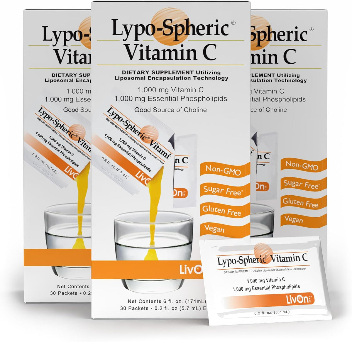 LivOn Laboratories Lypo-Spheric Vitamin C – 1000 mg Liposomal Vitamin C with Essential Phospholipids, 30 Sachets - görsel 7