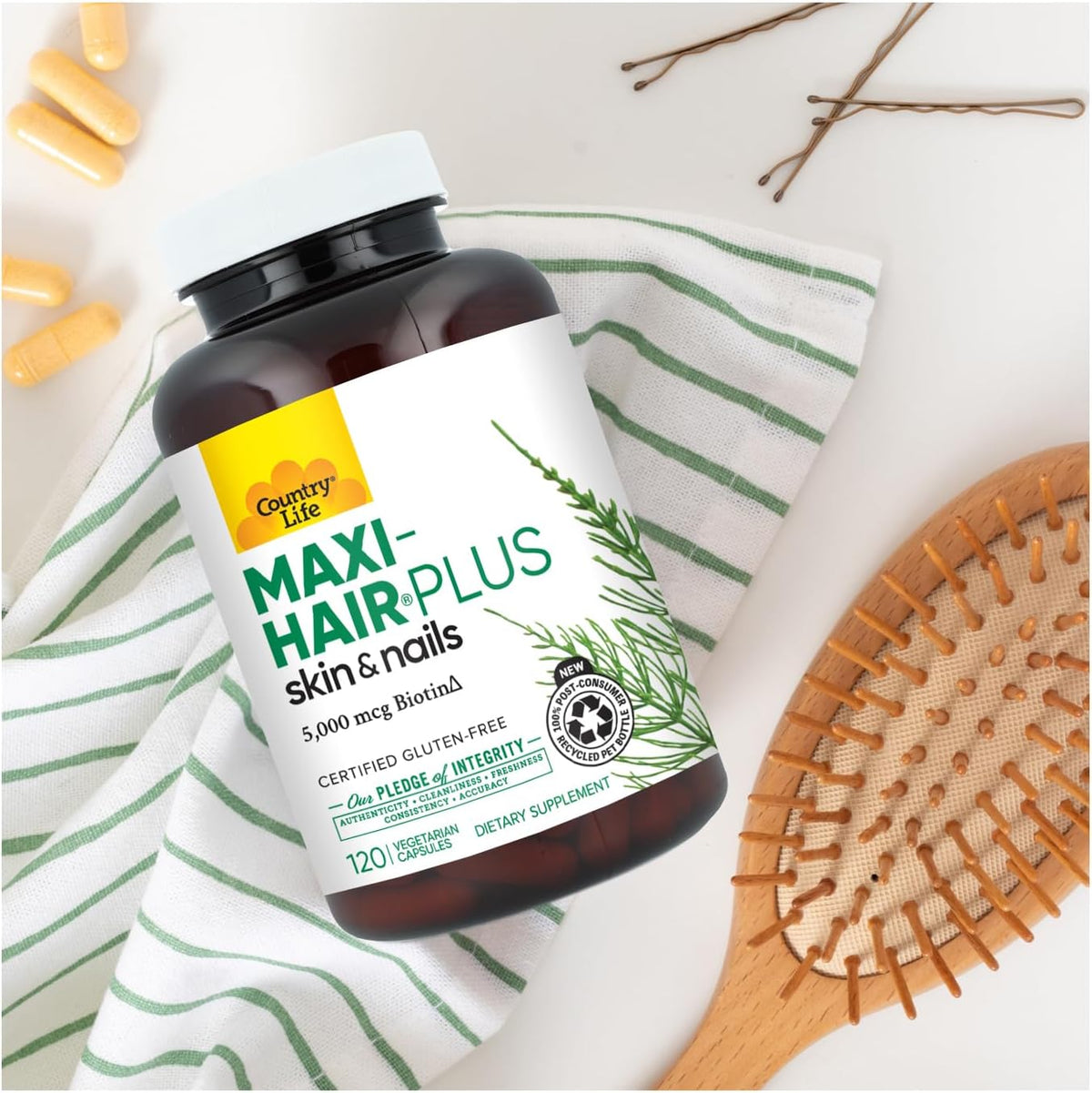Country Life Maxi-Hair Plus Hair, Skin & Nails Vitamin with 5,000 mcg Biotin - 120 Vegetarian Capsules - görsel 9
