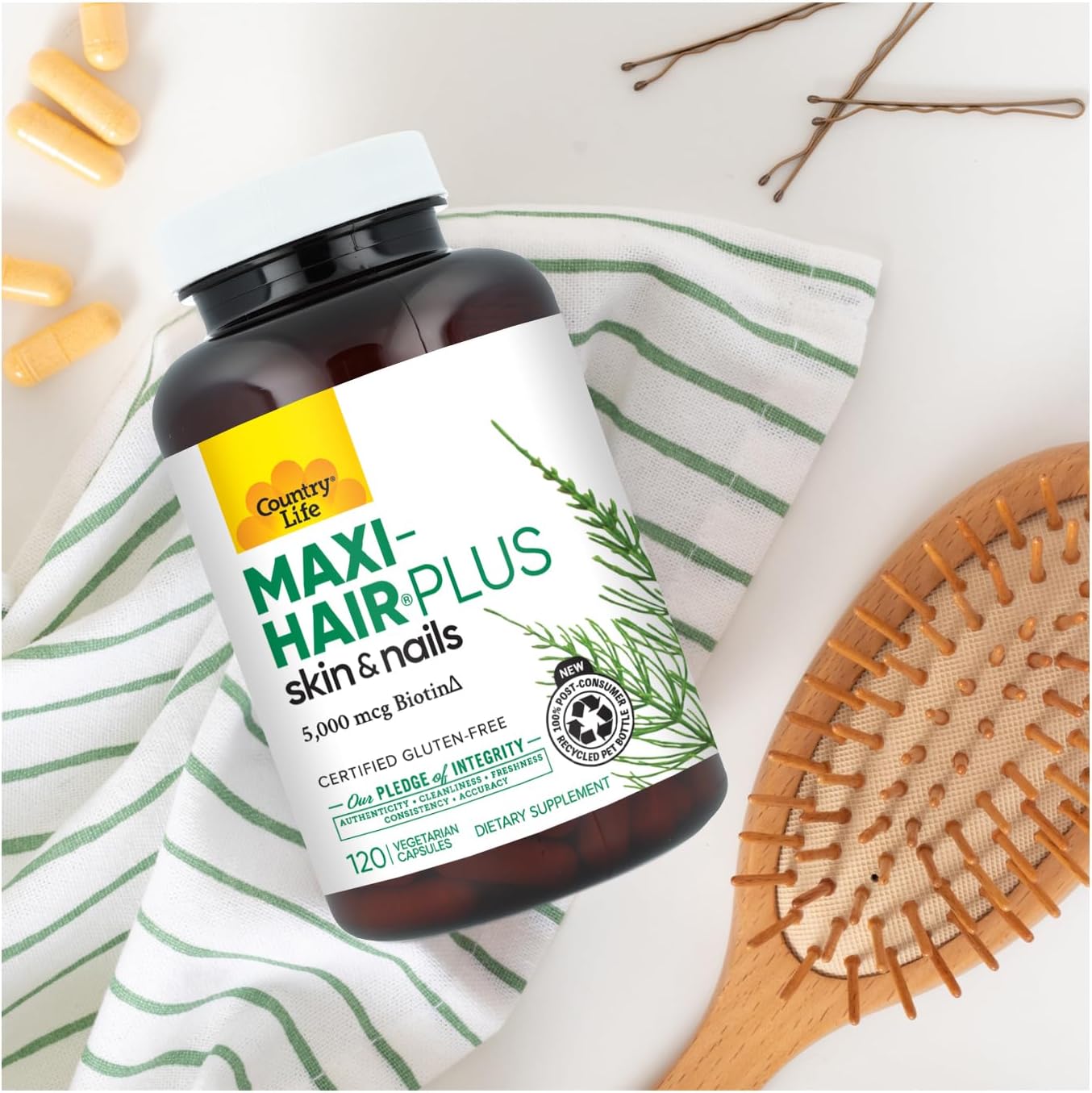 Country Life Maxi-Hair Plus Hair, Skin & Nails Vitamin with 5,000 mcg Biotin - 120 Vegetarian Capsules - görsel 9
