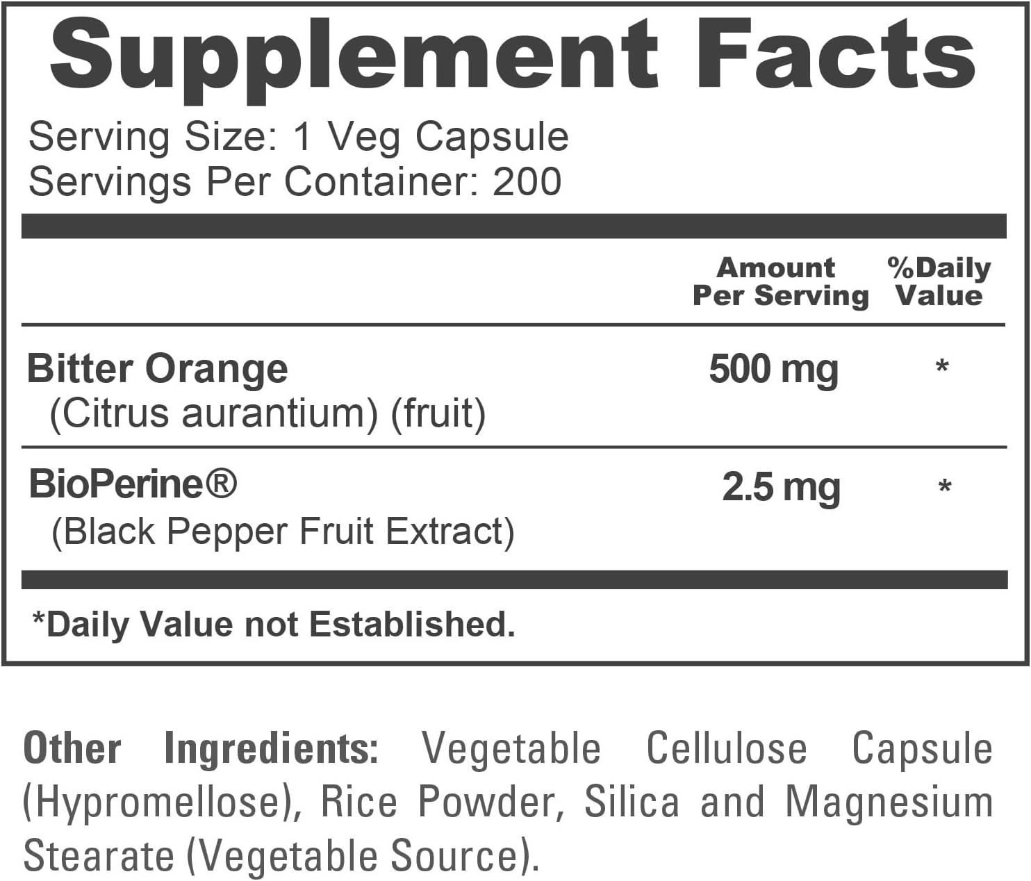 NusaPure Bitter Orange 500mg with Bioperine - 200 Capsules - görsel 4