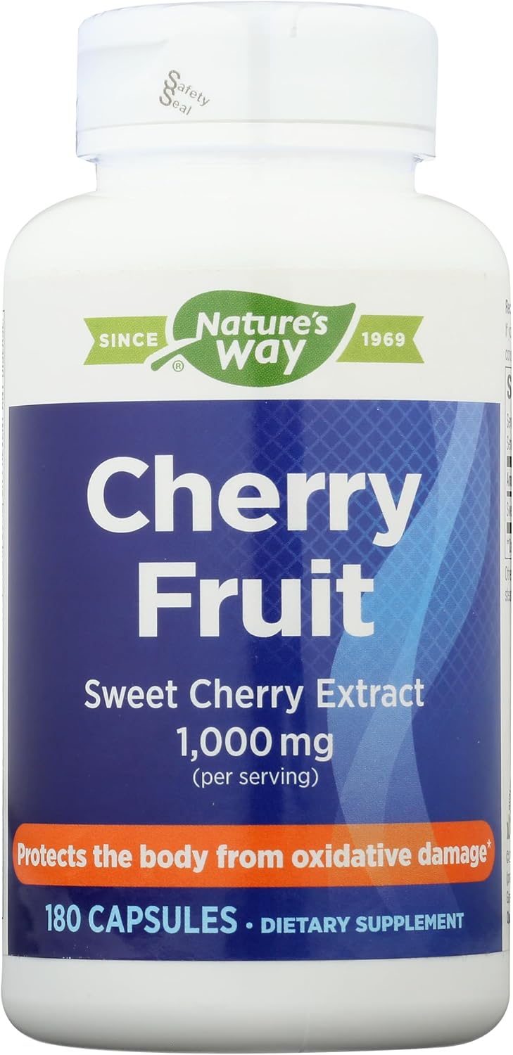 Nature's Way Cherry Fruit Sweet Cherry Extract – Antioxidant Support, 1,000 mg, 180 Capsules - görsel 1