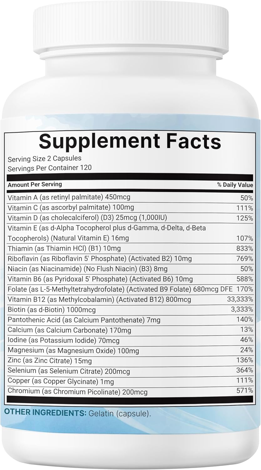 Micro Ingredients Pure Methylated Multivitamin – 240 Capsules - görsel 7