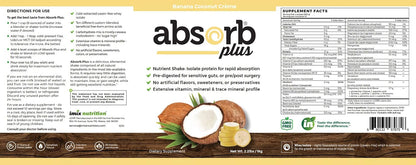 Absorb Plus Isolate Protein | Diet Supplement for Gut Health & Nutritional Support | Banana Coconut Creme, 1 kg