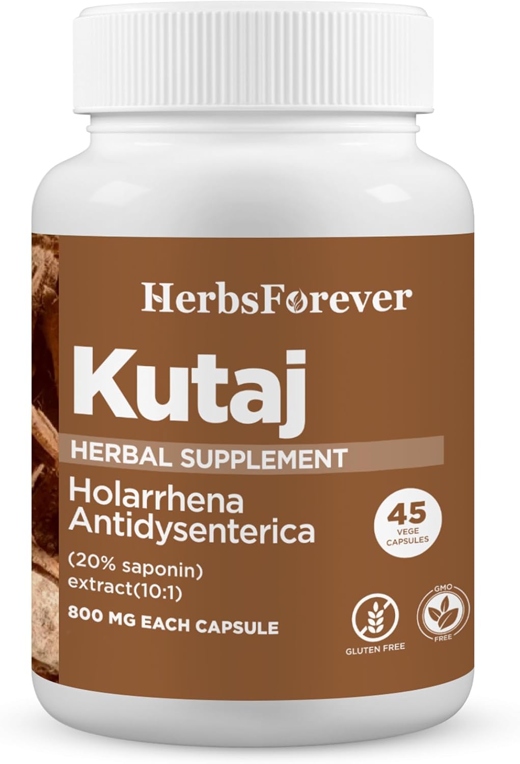 Herbsforever Kutaja Capsules - Holarrhena Antidysenterica Digestive Care - 45 Vegetable Capsules, 800 mg Each - görsel 1