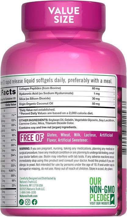 Nature's Truth Hair, Skin and Nails Biotin 5000mcg, 250 Softgels – Image 7