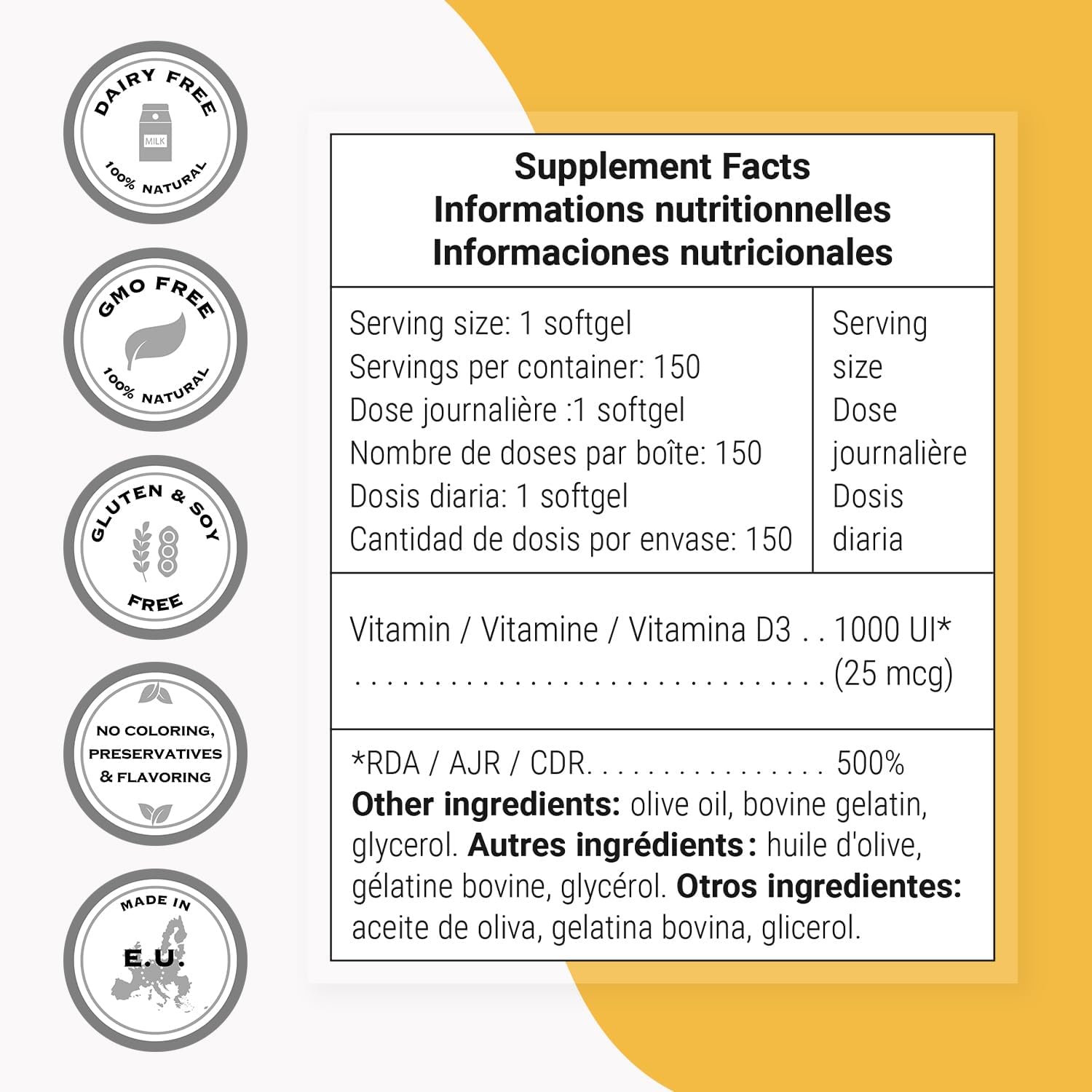 Supersmart Vitamin D3 1000 IU – 150 Soft gel capsules - görsel 4