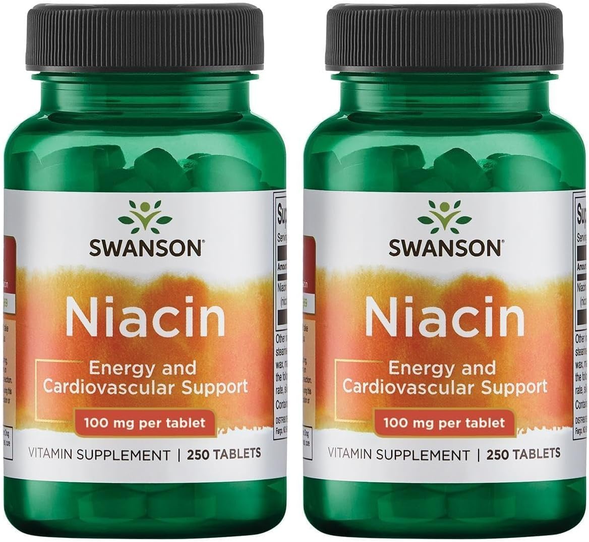 Swanson Niacin (Vitamin B3) 100 mg, 250 Tablets (Twin Pack) - görsel 1