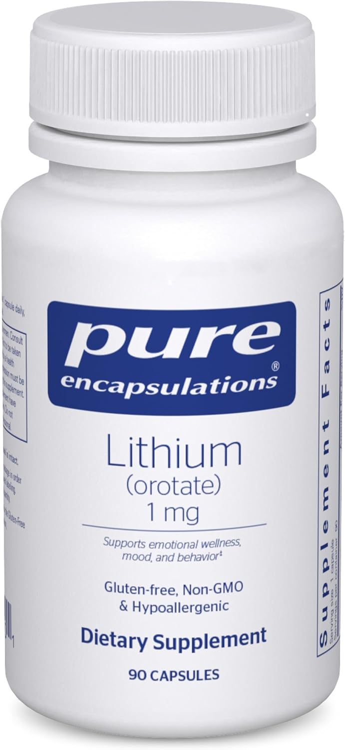 Pure Encapsulations Lithium (Orotate) 1 mg – Trace Mineral Food Supplement – 90 Capsules - görsel 1