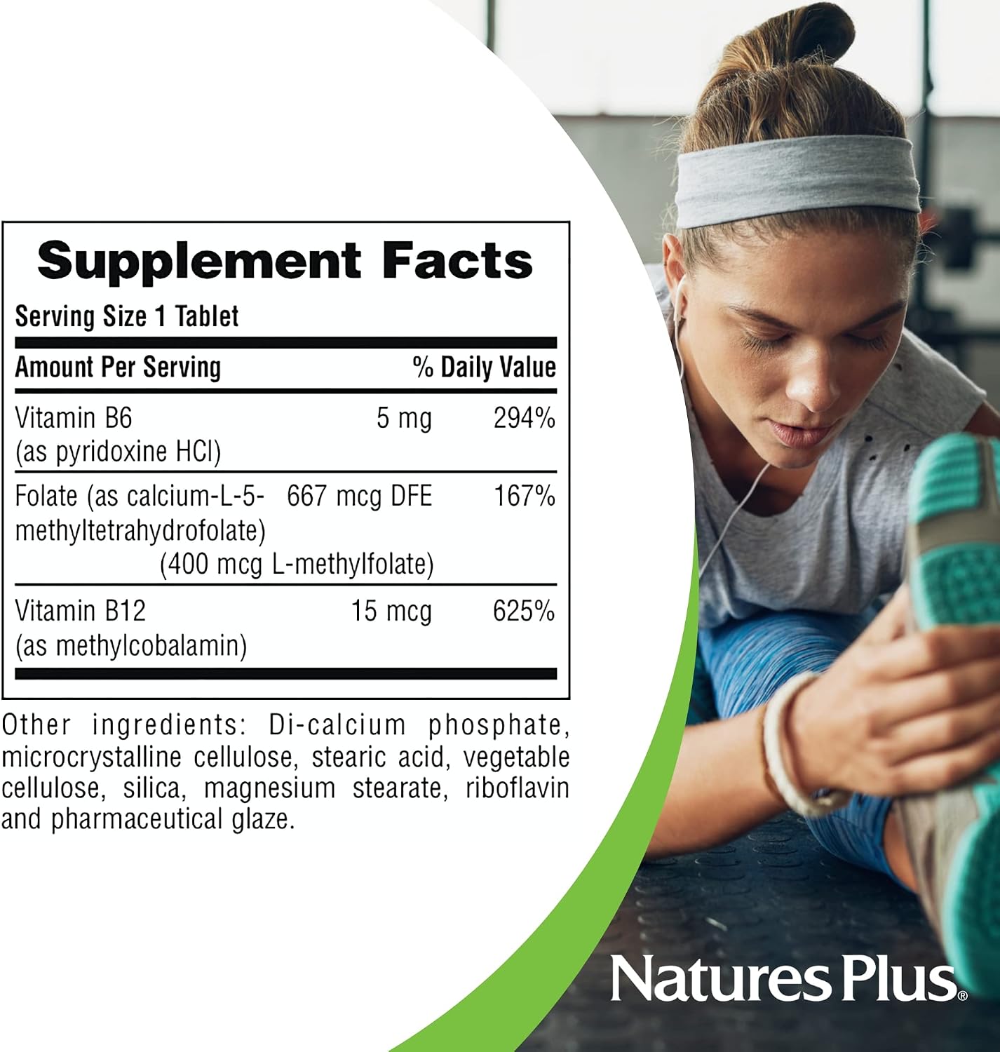 NaturesPlus Folic Acid Hearts - 90 Tablets - with Methylfolate, B6 and B12 - Gluten-free, Vegetarian - görsel 5