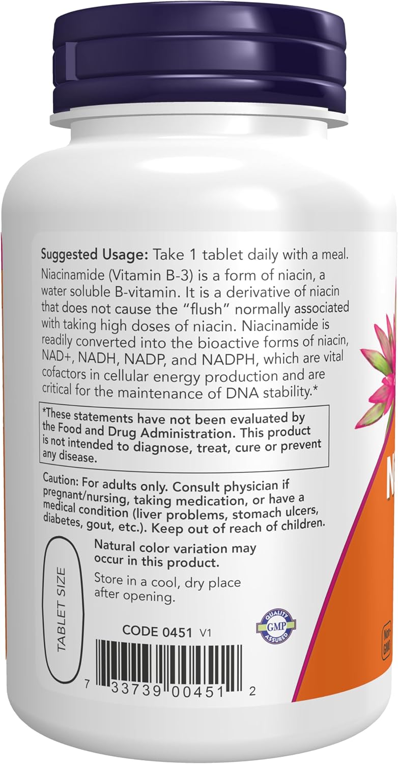 NOW Foods Niacinamide (Vitamin B-3) 1000 mg, 90 Tablets – Image 3