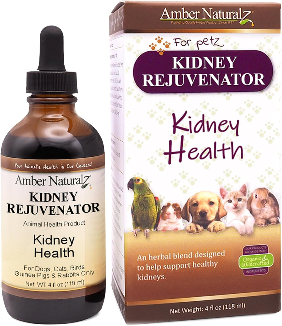 Amber NaturalZ Kidney Rejuvenator Herbal Supplement for Pets – 4 fl oz - görsel 1