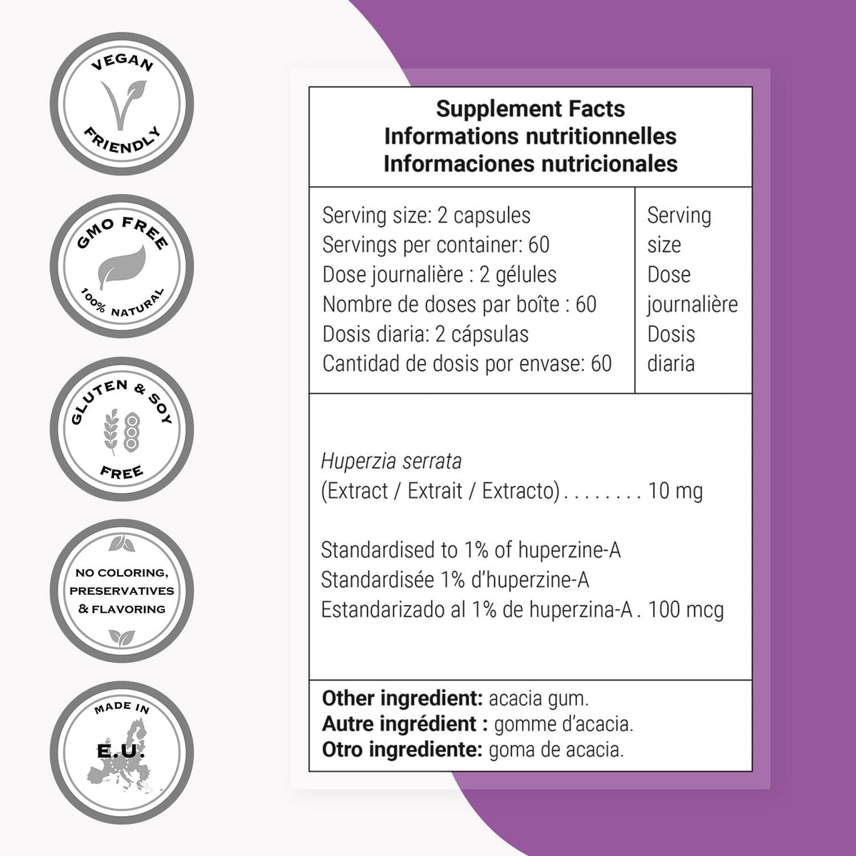Supersmart - Huperzine-A 100 mcg per Day - Alkaloid Extract Supplement | Non-GMO & Gluten-free - 120 Vegetarian Capsules - görsel 4