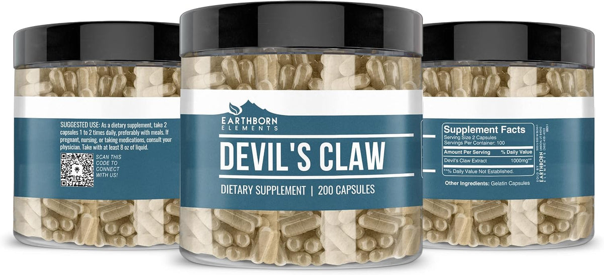 Earthborn Elements Devil's Claw Extract 200 Capsules, Pure and Undiluted, No Additives - görsel 4