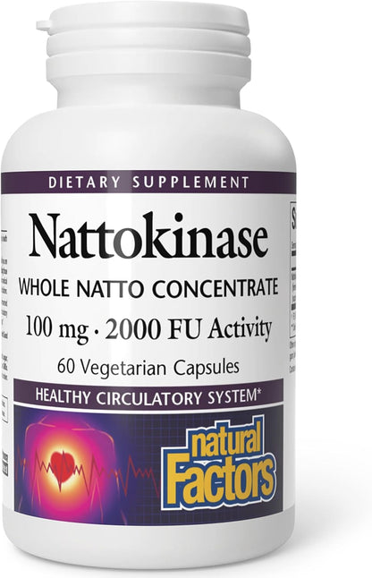 Natural Factors Nattokinase 100mg – Circulatory Support – 60 Vegetarian Capsules