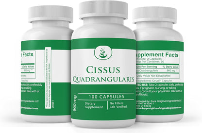 PURE ORIGINAL INGREDIENTS Cissus Quadrangularis, 100 Capsules, Always Pure, No Additives or Fillers, Laboratory Tested