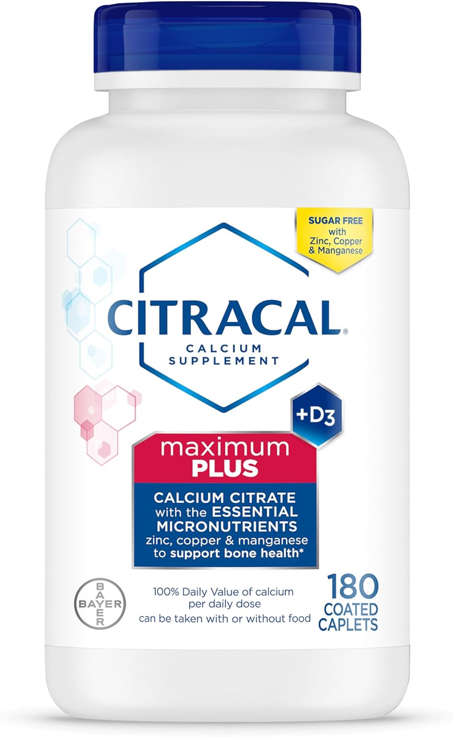 Citracal Maximum Plus Calcium Supplement - Calcium Citrate with Vitamin D3, Zinc & Essential Minerals, 180 Caplets - görsel 1