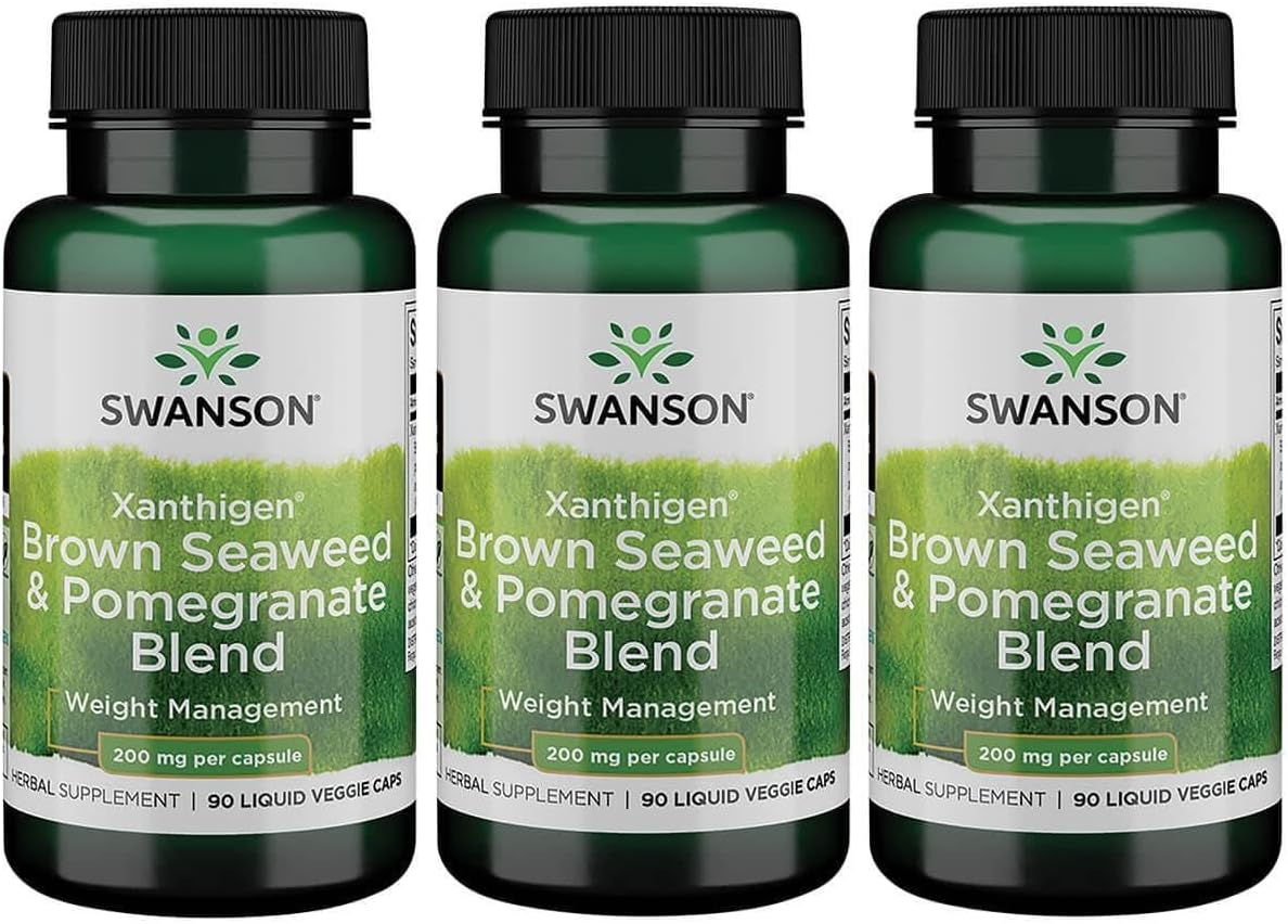 Swanson Xanthigen - Brown Seaweed & Pomegranate Blend - 200 mg, 90 Liquid Vegetarian Capsules (3 Pack) - görsel 1