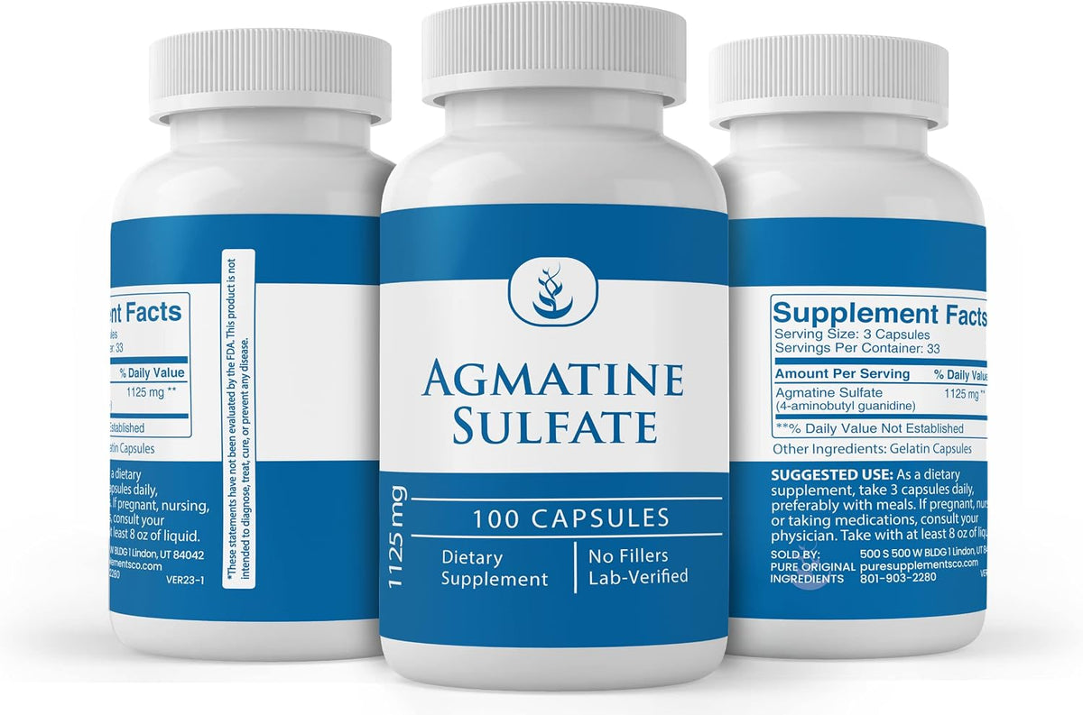 PURE ORIGINAL INGREDIENTS Agmatine Sulphate (100 Capsules) Always Pure, No Additives Or Fillers, Lab Verified - görsel 4