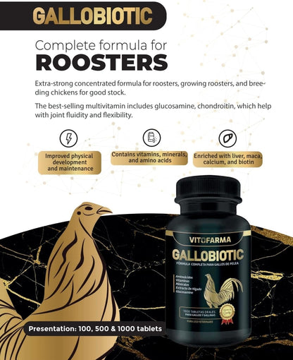 Gallobiotic Natural Multivitamin for Roosters and Hens - 100 Tablets