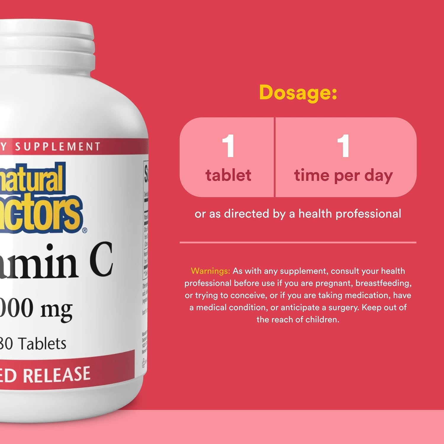 Natural Factors Vitamin C Slow Release – 1000 mg, 180 Tablets - görsel 3