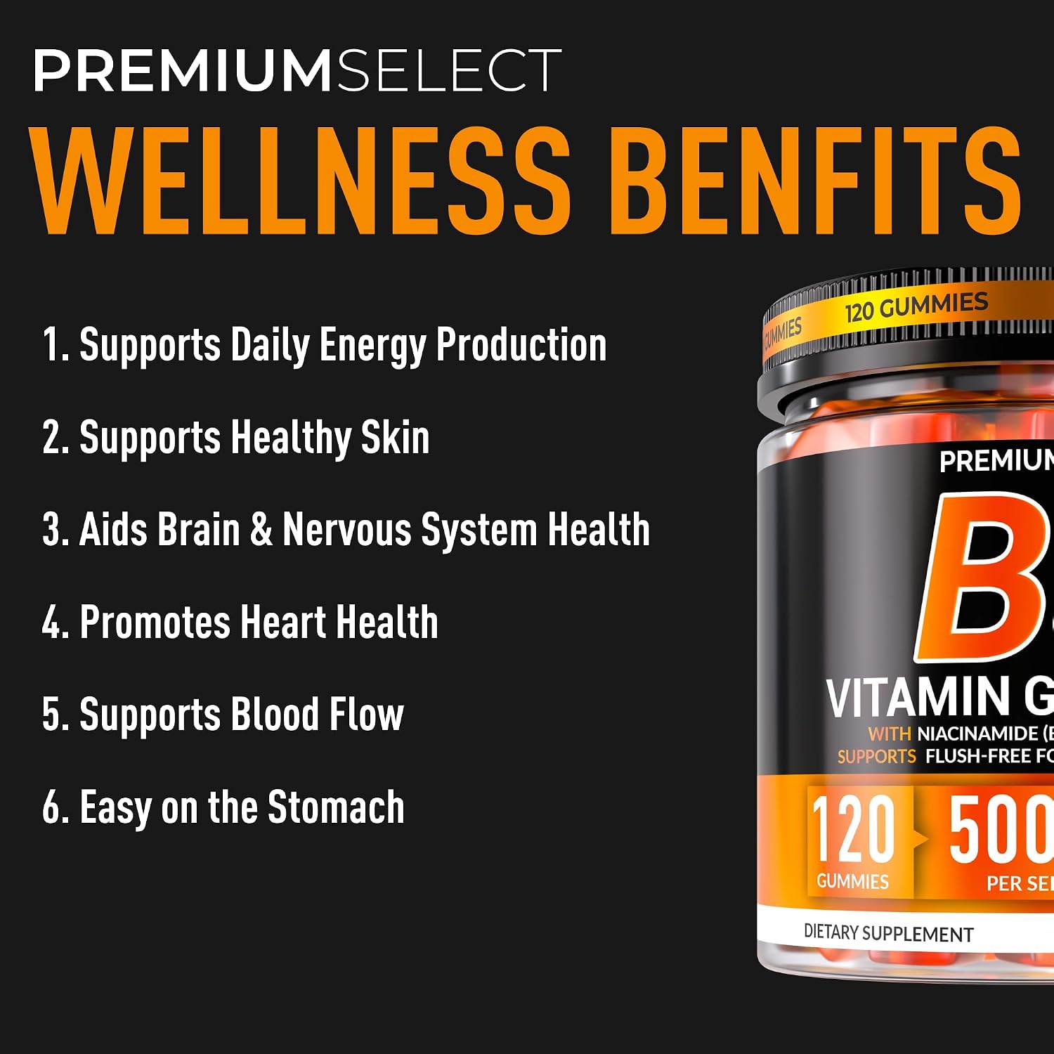 Vitamin B3 Gummies Niacinamide 500mg – Flush-Free Niacinamide Supplement with Vitamins A & E – 120 Vegan Gummies – Non-GMO, Sugar-Free, Gluten-free – 2-Month Supply - görsel 4