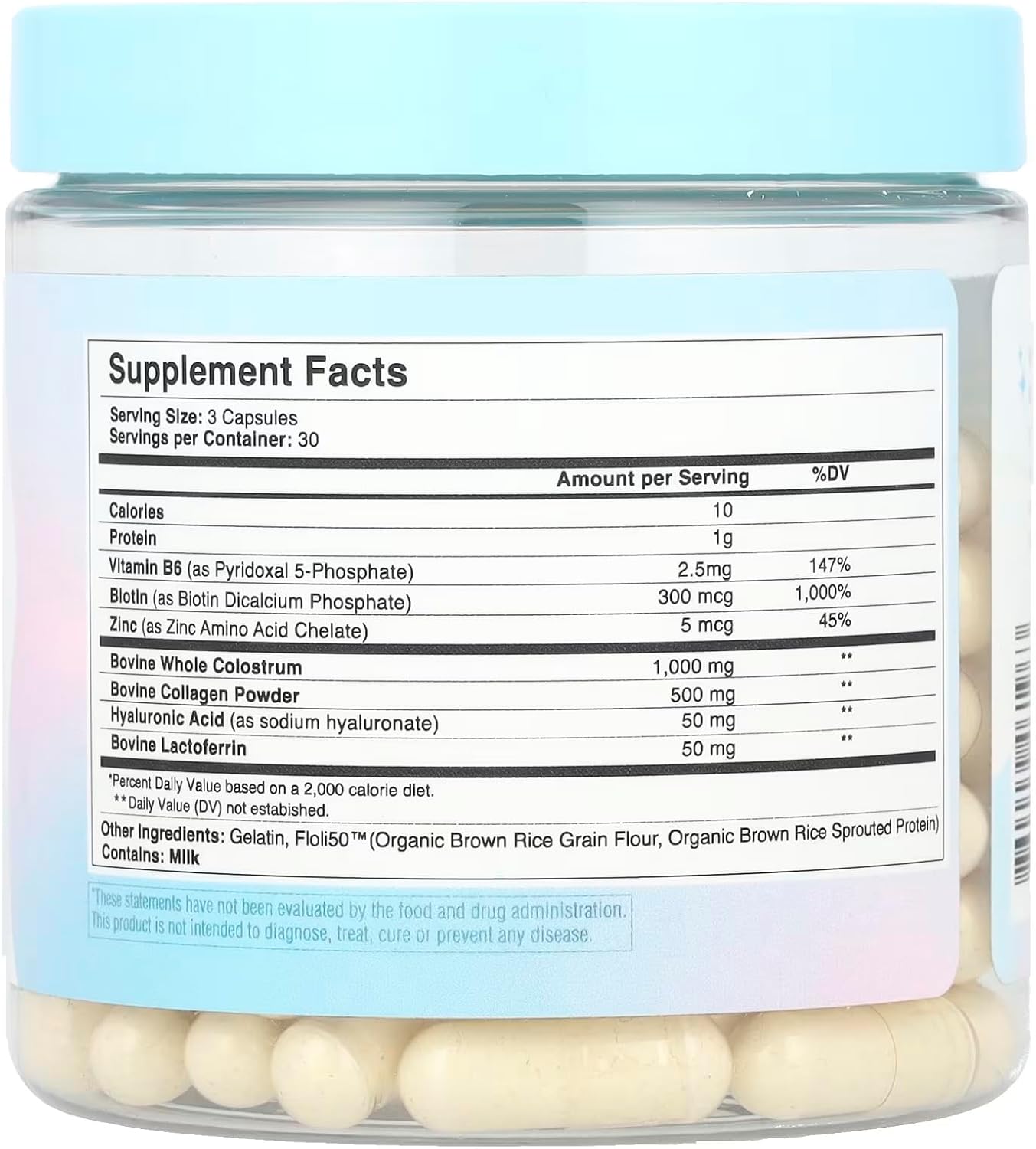 WONDERCOW Hair Skin and Nails Vitamins with Bovine Colostrum, Collagen, Hyaluronic Acid, Biotin, Zinc & Lactoferrin - görsel 7