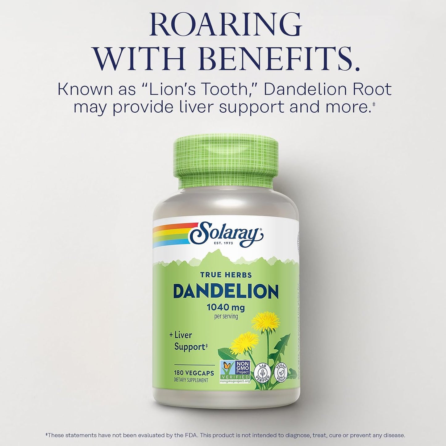 Solaray Dandelion Root 1040 mg – Natural Herbal Food Supplement for Women and Men, Non GMO Project Verified, 60 Vegan Capsules - görsel 3
