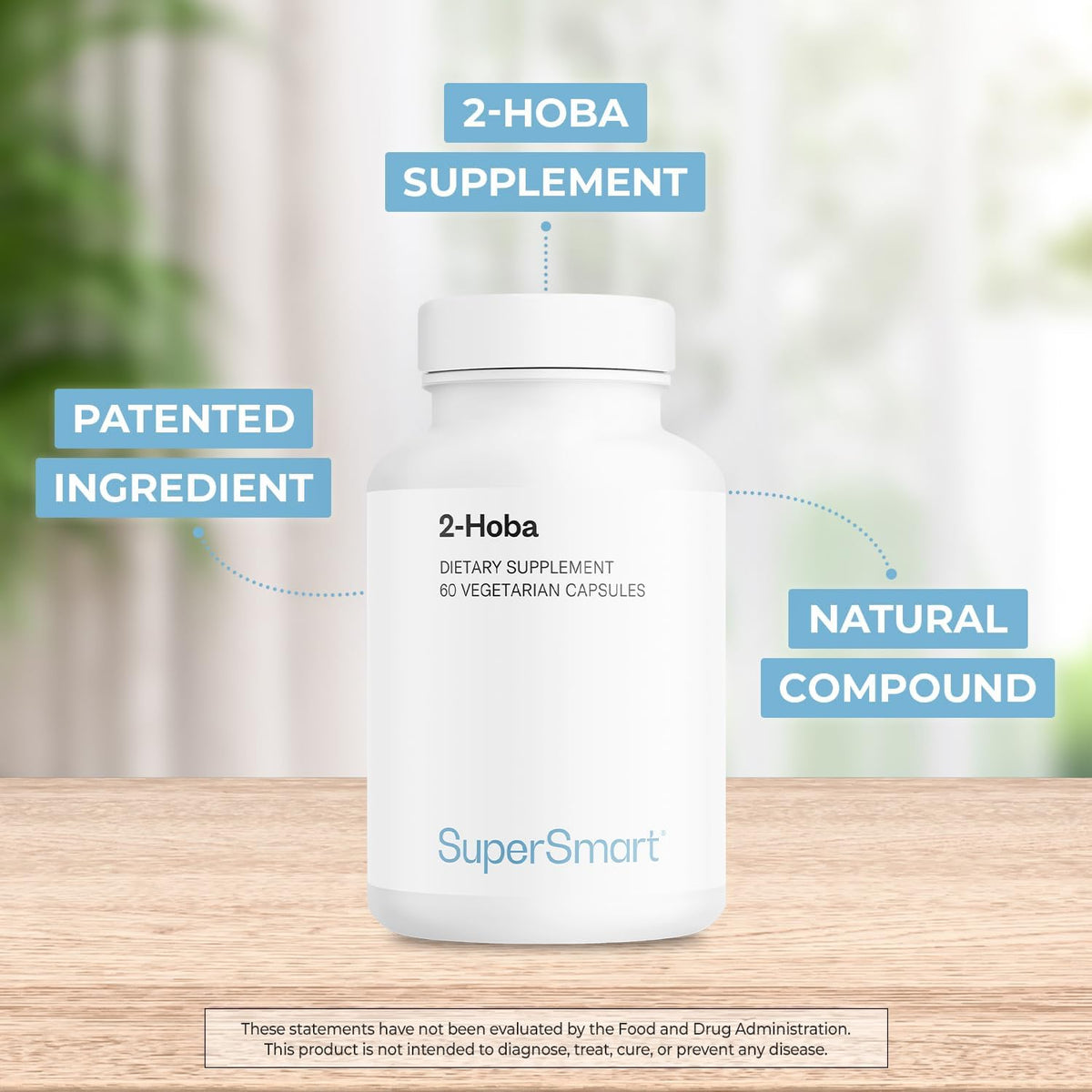 Supersmart 2-HOBA Food Supplement 100mg per Day (Hobamine) - 2-Hydroxybenzylamine | Non-GMO & Gluten-free - 60 Vegetarian Capsules - görsel 3