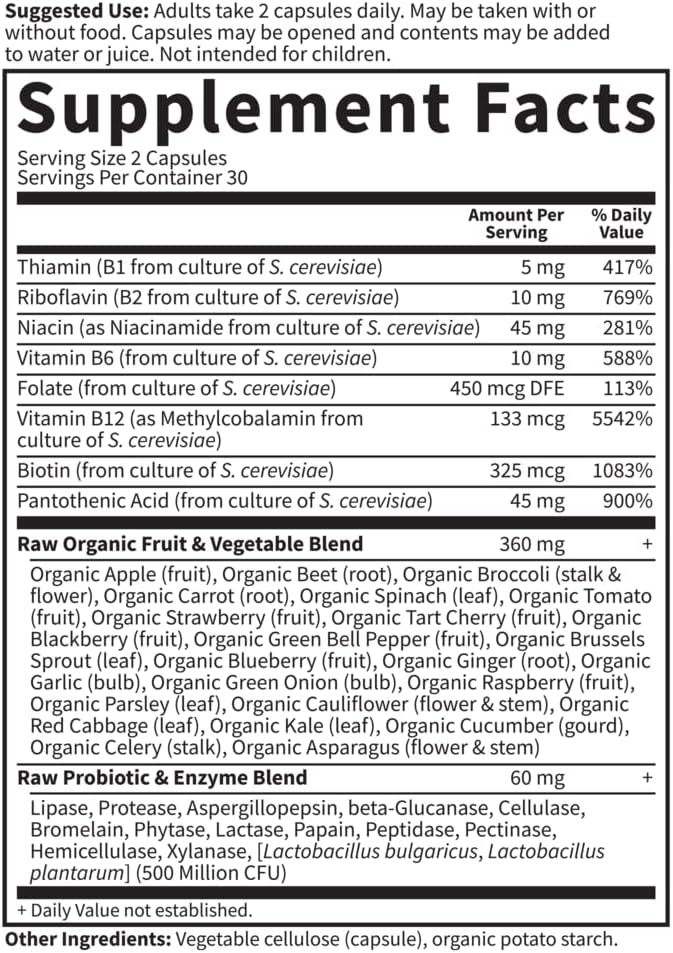 Garden of Life Vitamin B Complex, 60 Vegan Capsules - görsel 5