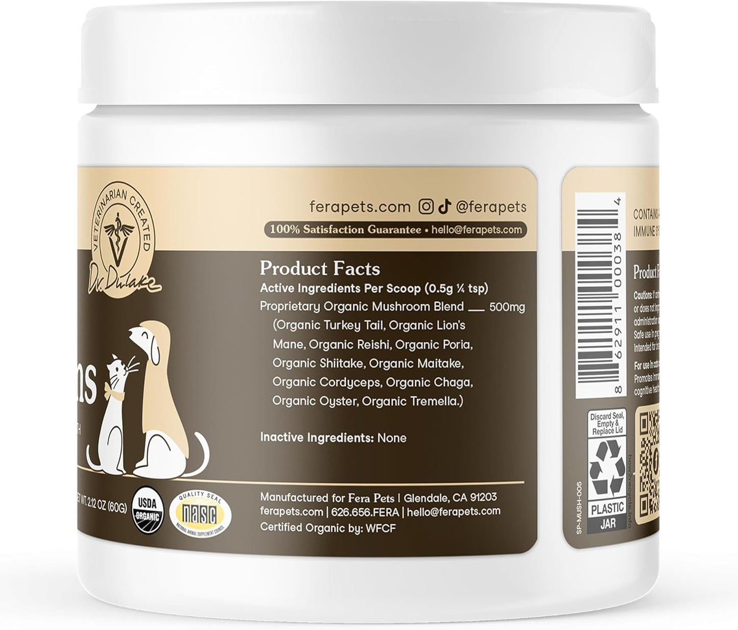 Fera Pets Organic Mushroom Supplement for Dogs & Cats – 10-Mushroom Blend, 120 Scoops - görsel 7