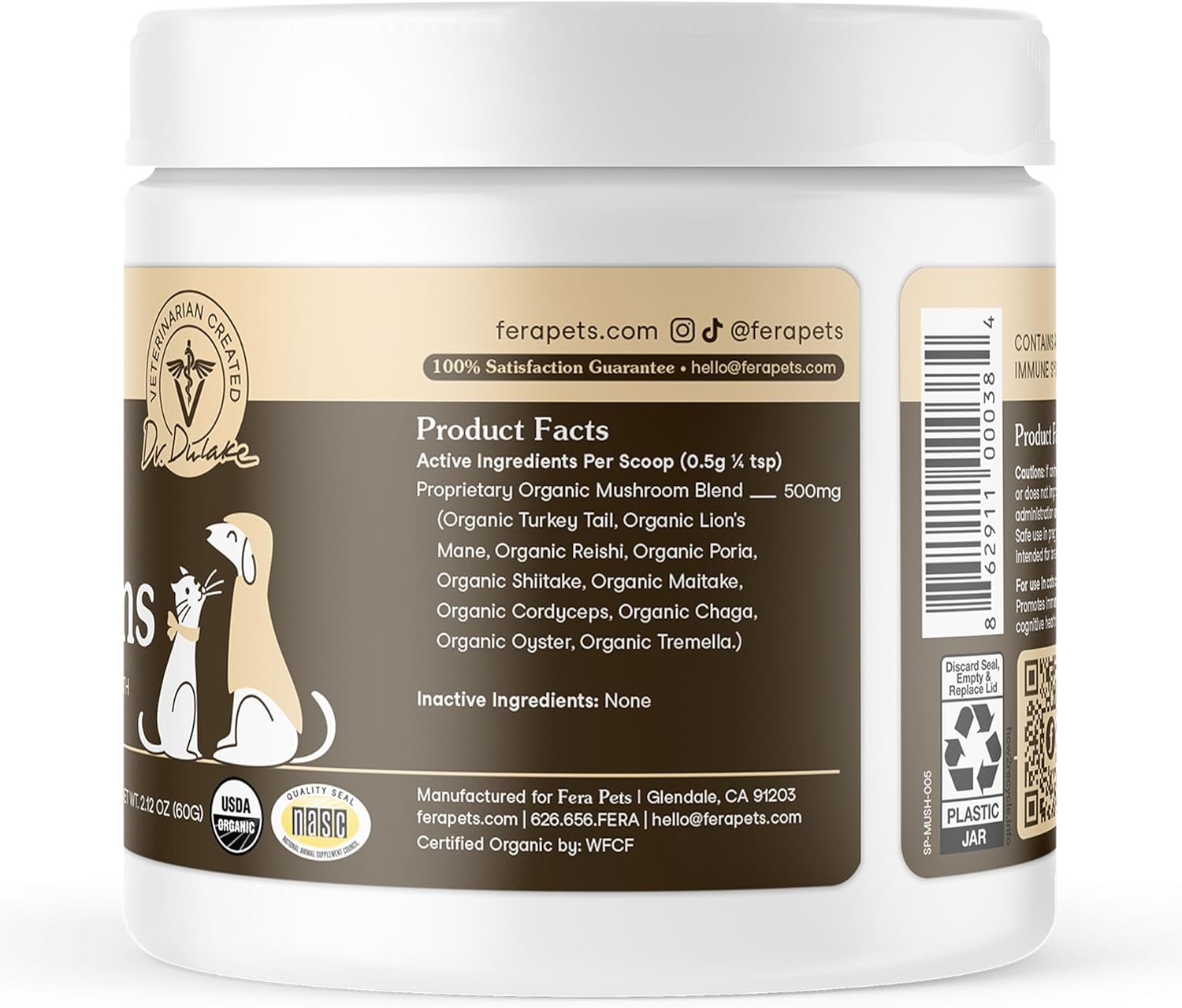 Fera Pets Organic Mushroom Supplement for Dogs & Cats – 10-Mushroom Blend, 120 Scoops - görsel 7