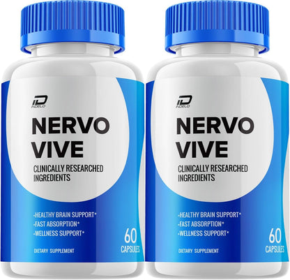Nervo Vive Brain Food Supplement Capsules – All-Natural Maximum Strength Formula for Enhanced Memory and Focus (2 Pack – 120 Capsules)