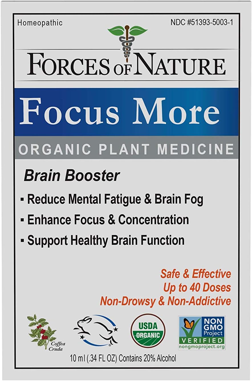 Forces of Nature Organic Focus More Brain Health Support with Dandelion &amp; Wild Lettuce, Homeopathic Sublingual Tincture, 6 Targeted Homeopathics - görsel 4