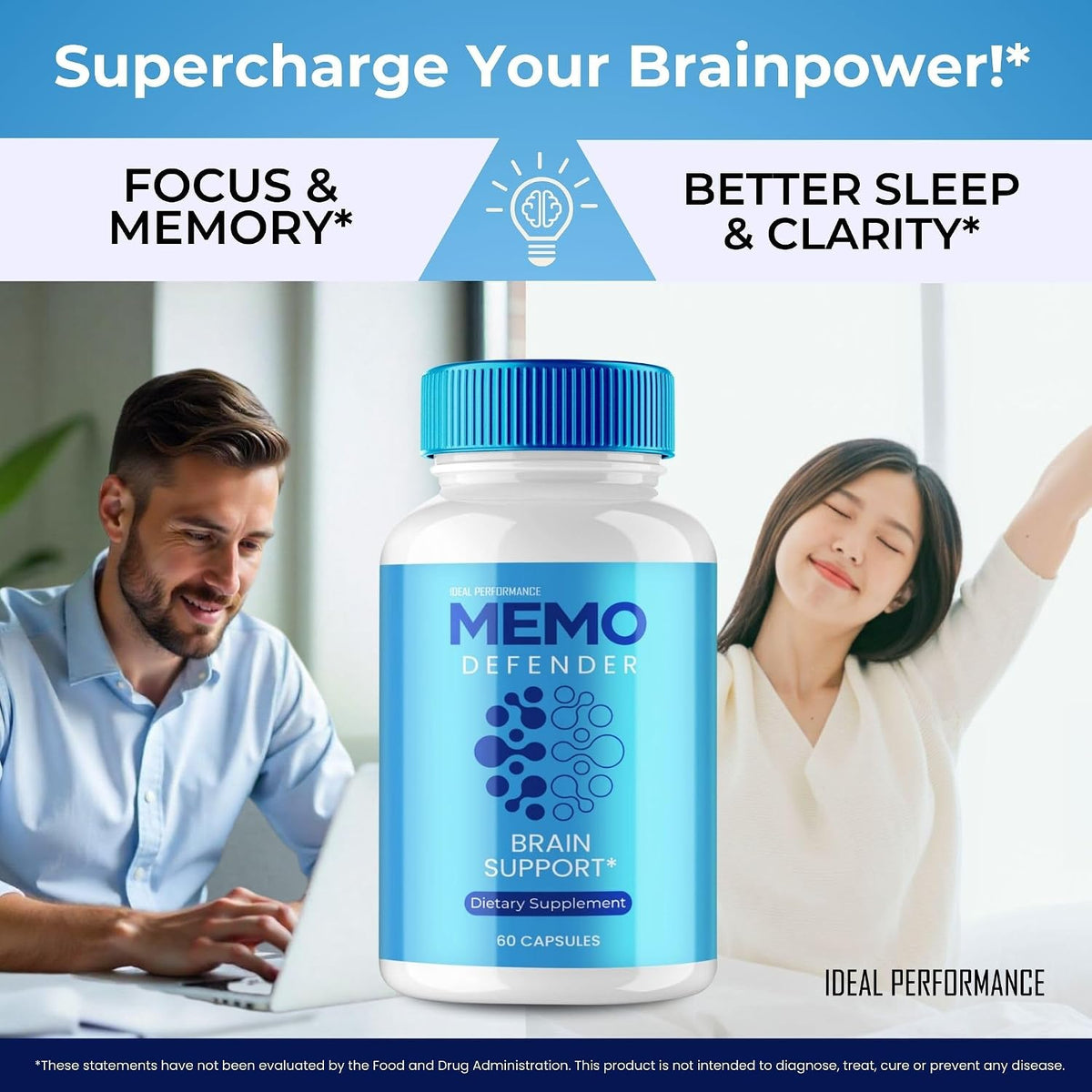 Memo Defender Brain and Memory Support Capsules, Memo Defender Memory Supplement, Advanced Formula Nootropic Capsules for Cognitive Health, MemoDefender Health Blend (60 Capsules) - görsel 5