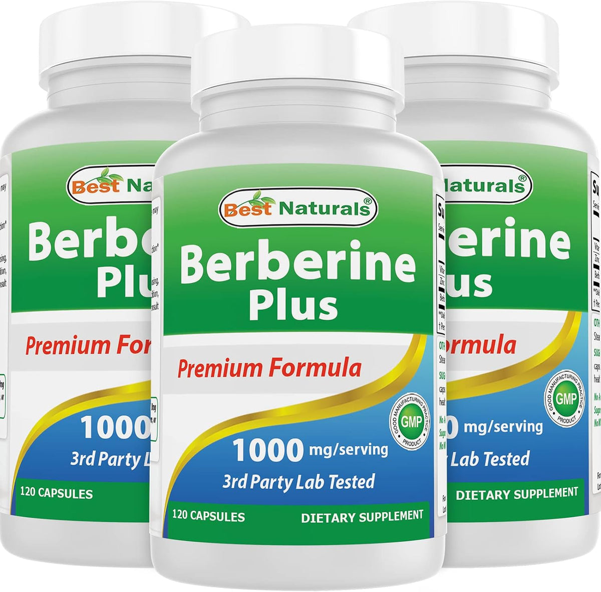 Best Naturals Berberine Plus 1000 mg per Serving, 120 Capsules (Pack of 3) - görsel 1