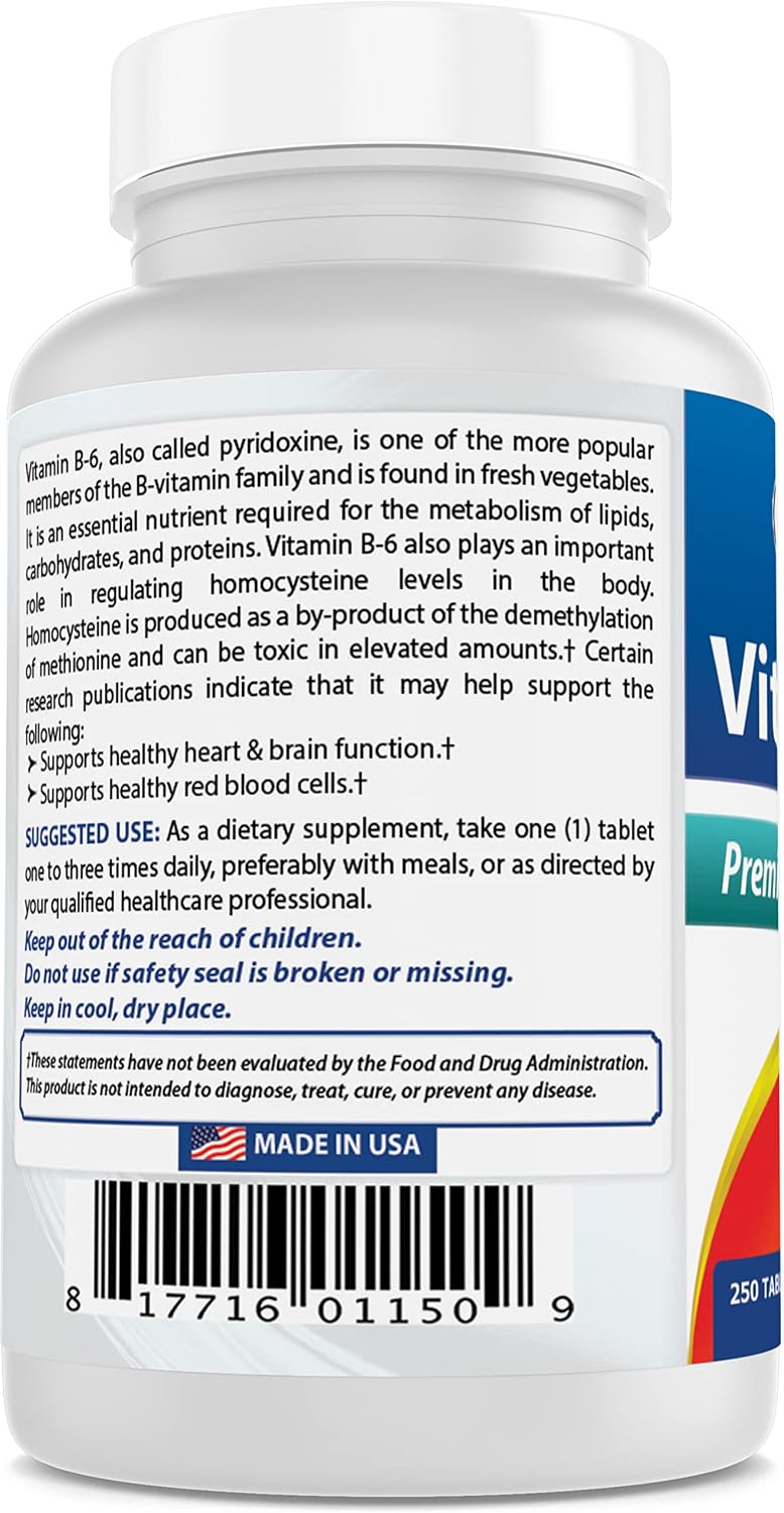 Best Naturals Vitamin B6 25mg 250 Tablets (Pack of 3) - görsel 7