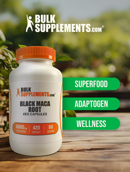 BulkSupplements.com Black Maca Root Capsules - 5000mg, 420 Vegetarian Capsules