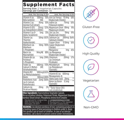 Livingood Daily Methylated Multivitamin for Women and Men