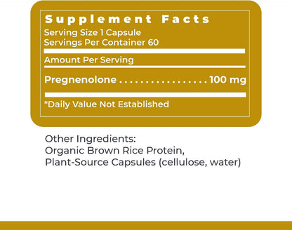 Premier Research Labs Premier Pregnenolone - 100mg Food Supplement - 60 Vegetarian Capsules
