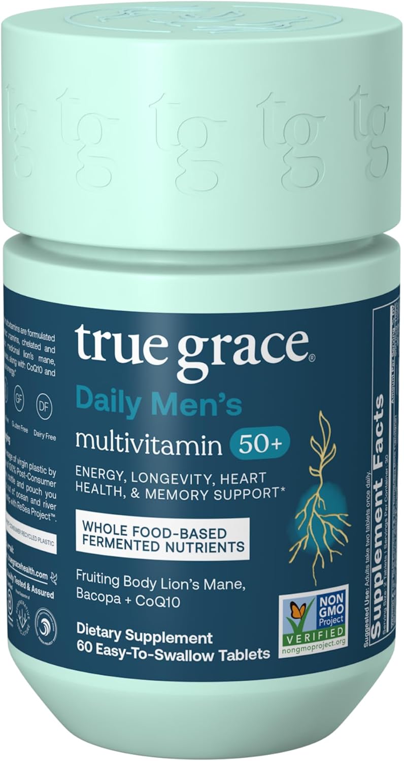True Grace Daily Men's Multivitamin 50+ - 60 Tablets - Immune, Energy & Memory Support - görsel 1