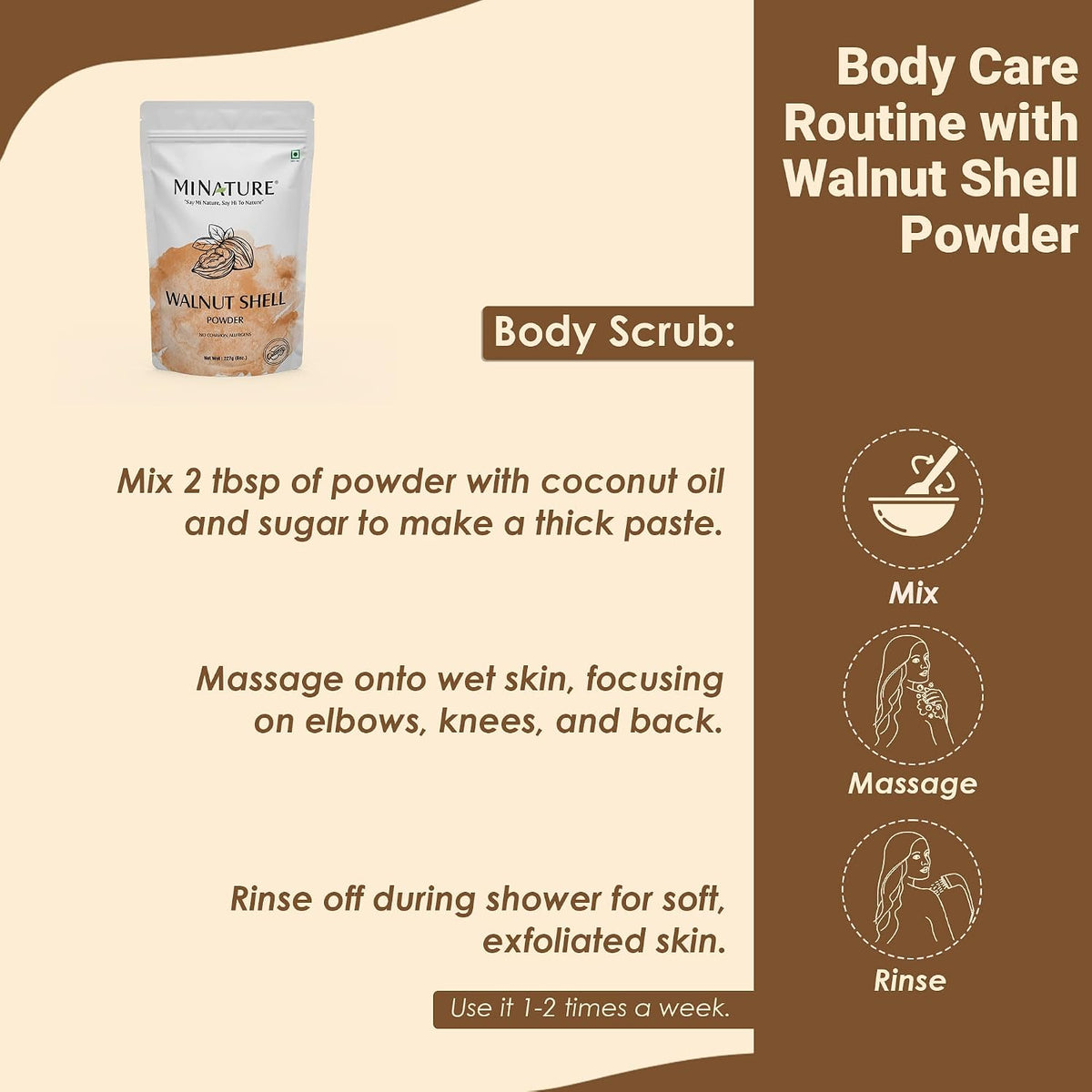 Natural Walnut Shell Powder with Resealable Zip Lock Pouch - No Silica or Artificial Additives for Homemade Natural Scrub, 227g - görsel 4